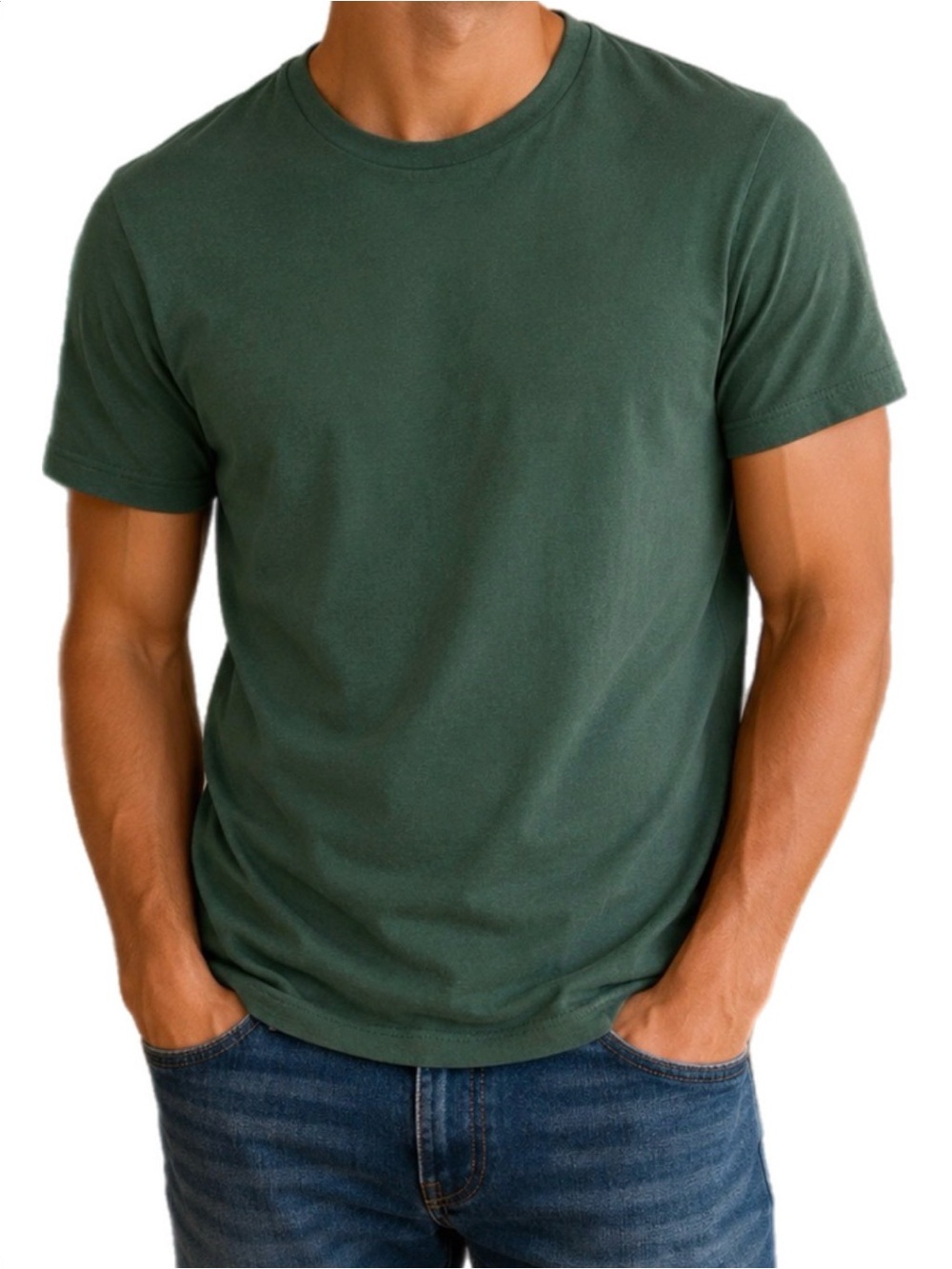 M J. Crew Men's Crewneck T-Shirt Cashmere Blend Tee in Forest Green Streetwear